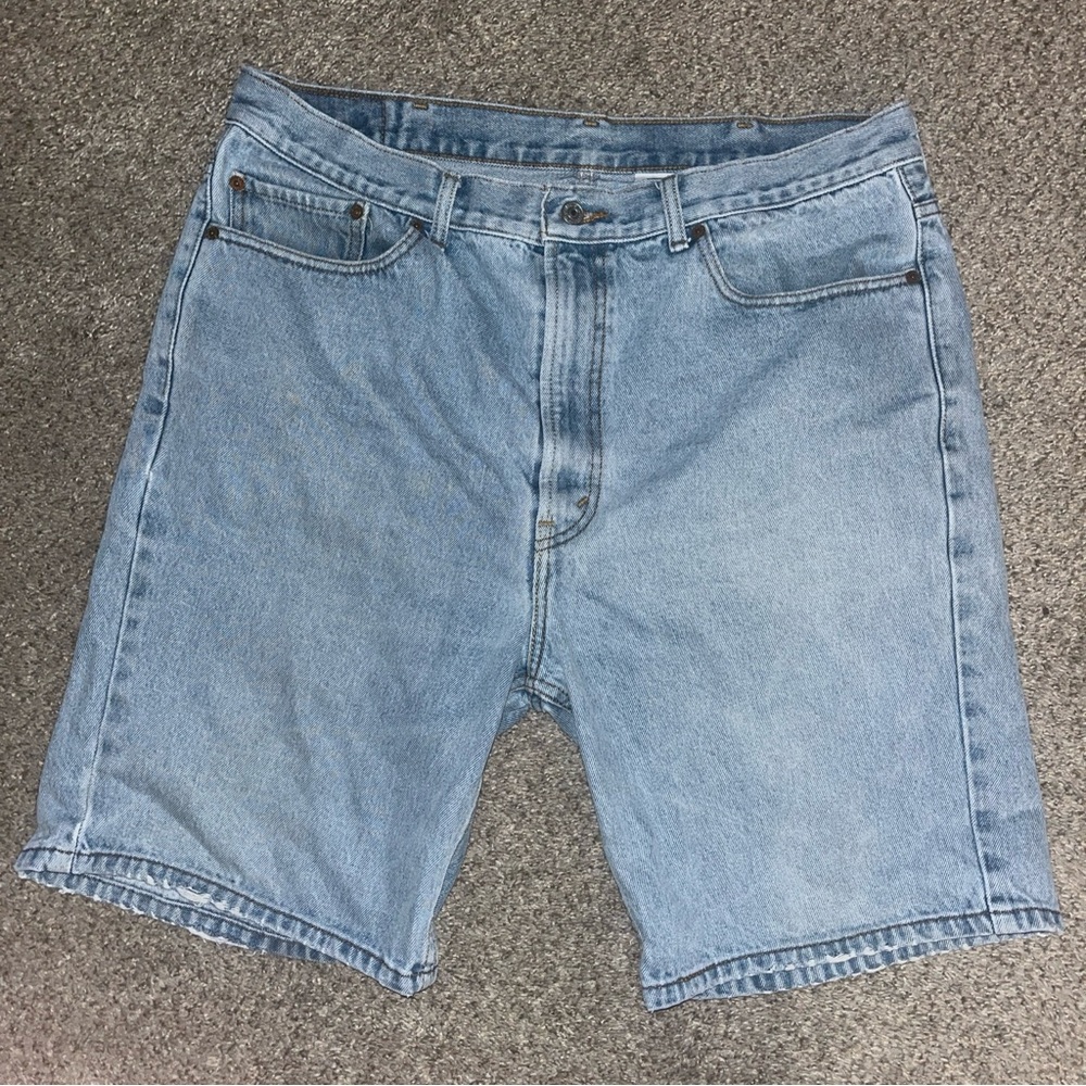 Levis 550 Jean Shorts Sz 40 Relaxed Fit Blue Red Tab Denim Y2K Baggy Dad Grunge